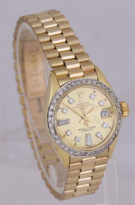 gold rolex women's|18k gold Rolex women's watch.